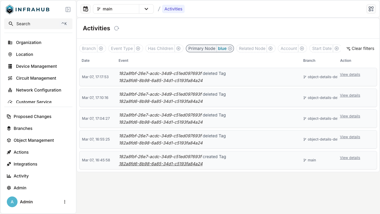 Activity logs filters - primary