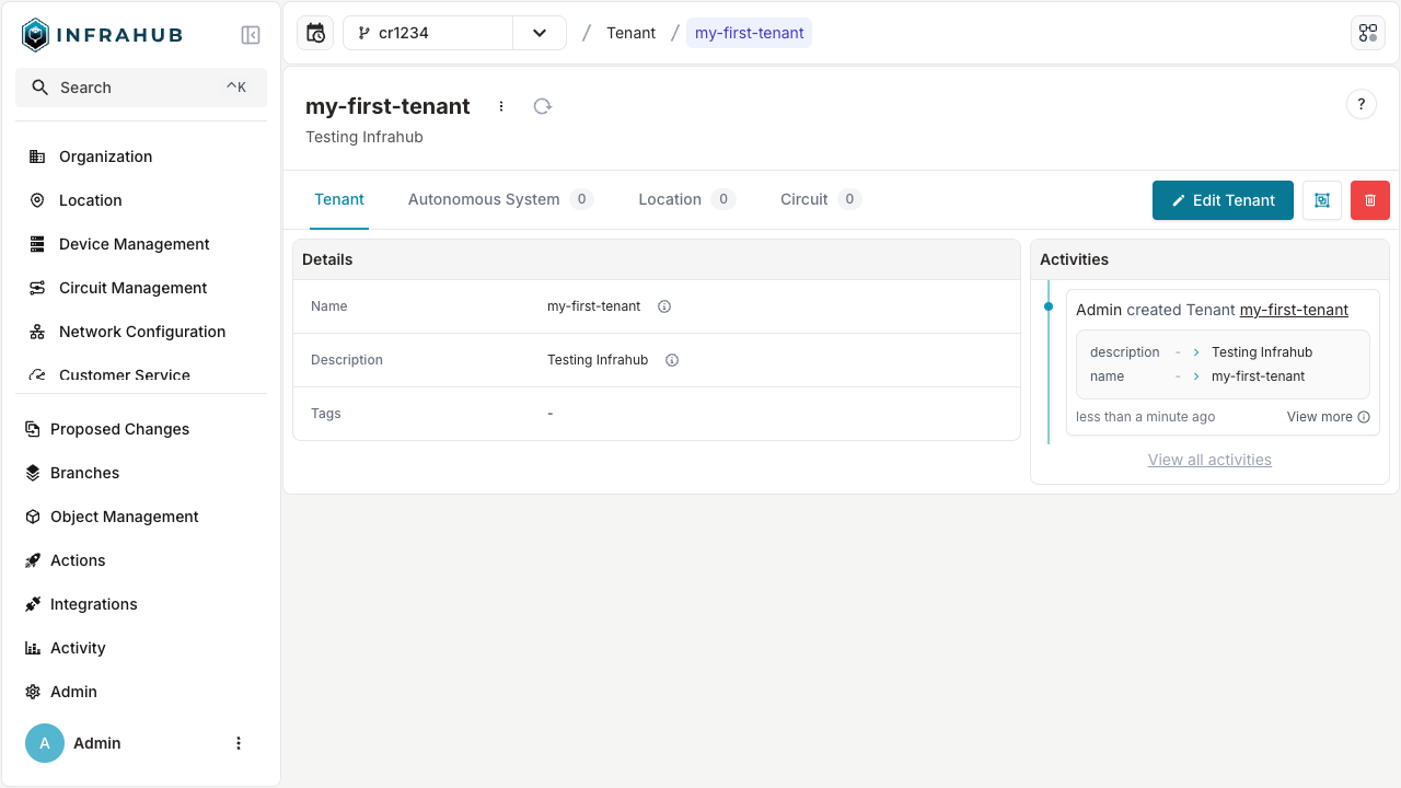 Select the my-first-tenant organization
